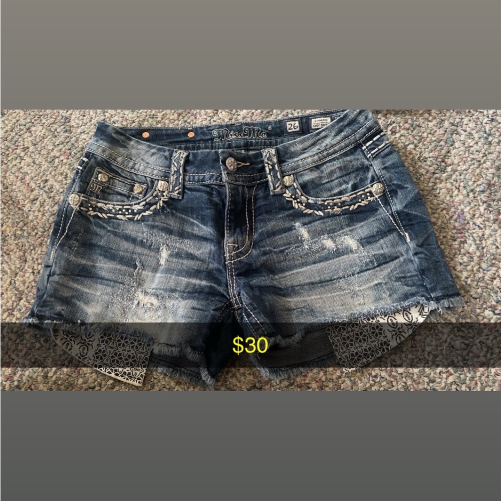 Miss Me Blue Distressed Jean Shorts